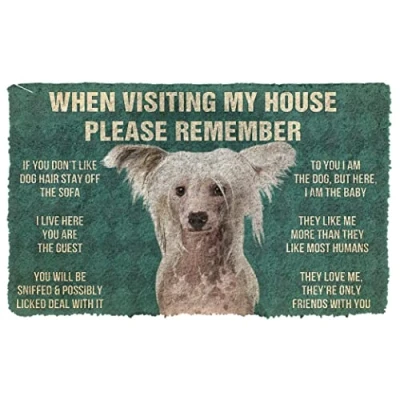 Image of Door Mat Indoor Entrance Please Remember Chinese Crested Dogs House Rules Custom Doormat Personalized Gifts Home Decor Housewarming 30x18 Inch