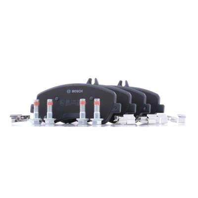 Image of 0054204820, 0054206320, 0054209220, 0074206620, A0054204820 Brake pad set BOSCH 0 986 494 648 Low Metallic with anti squeak plate spring