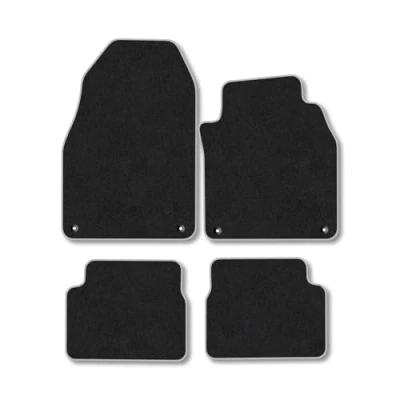 Image of Car Mats Compatible with Saab 9 3 (2002+) Tailored Fit Grey Trimmed Carpet Floor Mat Set Accessory Black Custom Fitted 4 Pieces Clips Anti Slip Backing &amp; Trim Edging