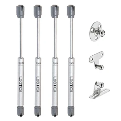 Image of LOOTICH 250N Automatic Lid Stay Support Kitchen Cabinet Cupboard Door Toy Box Hydraulic Spring Gas Strut Piston Soft Opening Hinges for Flap Fittings Pack of 4