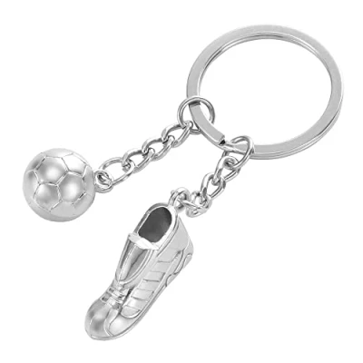 Image of TRXES Silver Football Boot and Ball Keyring WORLD CUP Accessory Charm Jewellery Christmas Birthday Gift Key Chain Ring Holder for Men Women