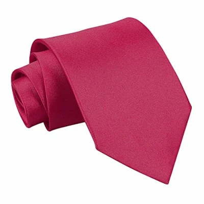 Image of DQT Plain Glossy Satin Polyester Wedding Classic Neck Tie for Men in Crimson Red