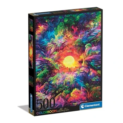 Image of Clementoni Jigsaw Puzzle Colorboom Collection Psychedelic Jungle Sunrise 500 Pieces For Adults 14 99 Years, Gift Men/Women, Forest, Gradient, Made In Italy, 35518