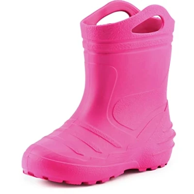 Image of Ladeheid Children&#039;s Girl&#039;s Boy&#039;s EVA Extra Light Wellington Boots Rainy Wellies Rain KL051 (Pink, 8.5 UK Child)