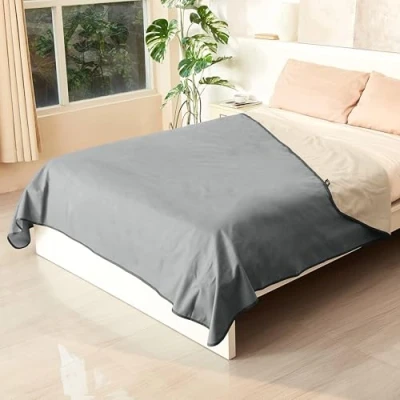 Image of Catalonia Classy Waterproof Blanket for Bed, Reversible Fleece Sherpa Blanket, Couch Protector, Bedspread, Sofa Cover, Cuddly Water Repellent 203 X 152cm Camel/Taupe