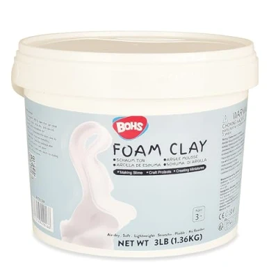 Image of BOHS White Squishy and Modeling Soft Clay, Air Dry, for School Arts &amp; Crafts Project,3 Pound/ 1.36 KG, Age 3 Years up