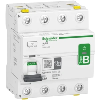 Image of Schneider Electric Residual Current Circuit Breaker IID 4P 63A 30MA Type B SI, A9Z61463