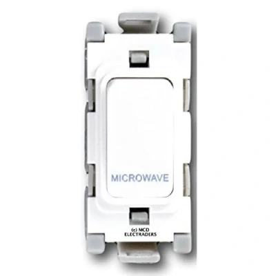 Image of Deta G3561 Grid Switch 20 Amp Double Pole marked &#039;Microwave&#039; (White)