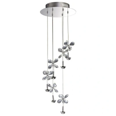 Image of Aviva Ceiling Cluster Pendant 6 Light 4000K LED Polished Chrome, Crystal