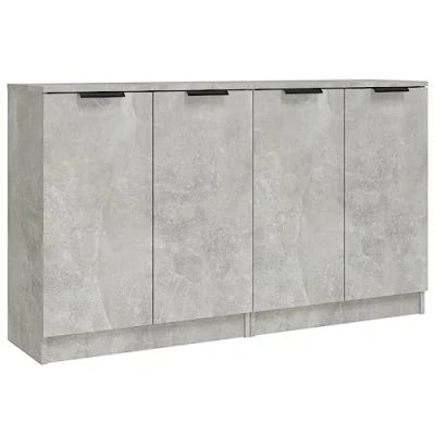 Image of vidaXL Engineered Wood Sideboards 2 pcs Set in Concrete Grey Multifunctional Console/Side Cabinets with Ample Storage Space and Sturdy Top Surface 60x30x70 cm Easy Assembly Required