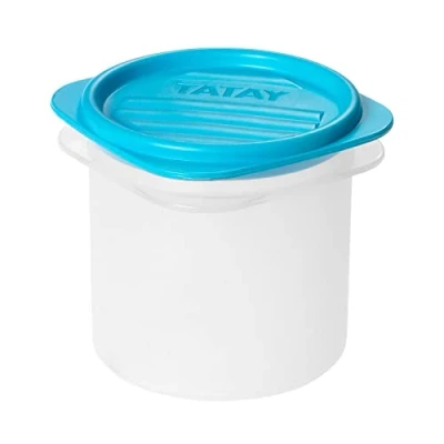 Image of TATAY Food Storage, Airtight, 0.3 L of Capacity, Flexible Pressure Lid, BPA free, Suitable Microwave and Dishwasher, Blue. Measures: 8.7 x 8.5 cm