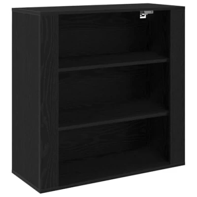 Image of vidaXL Black Oak Wall Cabinet/Display Shelf Matte Finish Engineered Wood With 3 Shelves Living Room/Bedroom/Office 18.4 kg