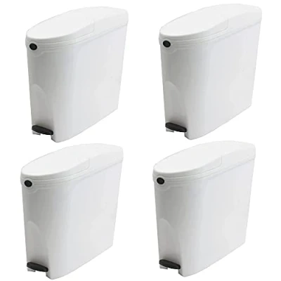 Image of SUPAWASH PRO Sanitary Bin 20L x 4 Slimline Washrooms Toilets Hygienic Disposal Pedal Container Bins for Female Ladies And Baby Hygiene Products 20 litres White