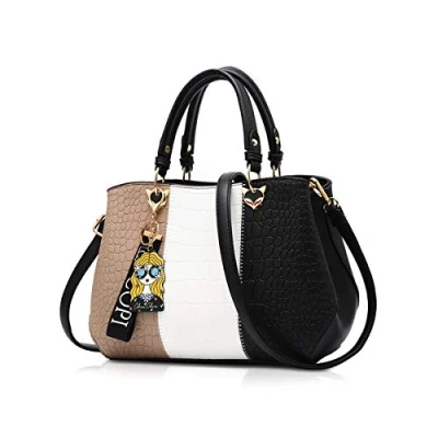 Image of NICOLE &amp; DORIS Fashion Women Handbags Tote Bag for Ladies Shoulder Crossbody Messenger PU Leather Classic Design Black 2