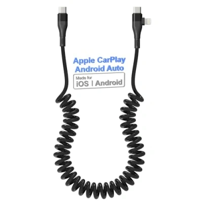 Image of clickfish Coiled USB C to C/Lightning Cable Apple Carplay &amp; Android Auto,[MFi Certified] Lightning Fast Charging for Car with Data Sync, Charger Cord iPhone 15 14 13