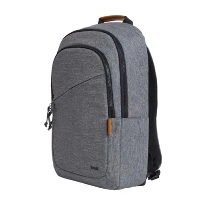 Image of Trust Avana Laptop Backpack 16 inch, Travel Bag 20L, Made from Recycled Plastic, Business Work Bag, Shockproof and Weatherproof, Padded Rucksack for Women, Men, University, College Grey