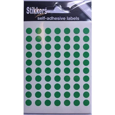 Image of 490 Green 8mm Sticky Coloured Dots Easy Peel Self Adhesive Colour Coding Round Labels Circle Stickers