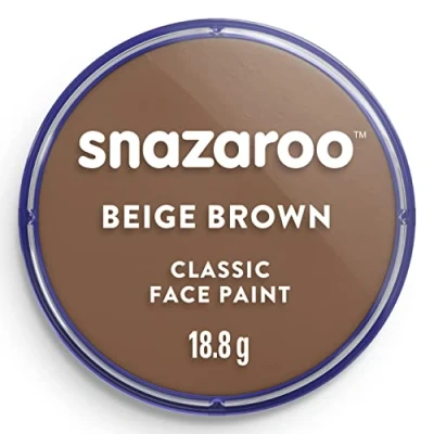Image of Snazaroo Classic Face and Body Paint for Kids Adults, Beige Brown Colour, Water Based, Easily Washable, Non Toxic, Makeup, Painting Parties, Ages 3+