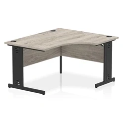 Image of Impulse 1400 RH Crescent Desk Grey Oak Top Black Cable Managed Leg