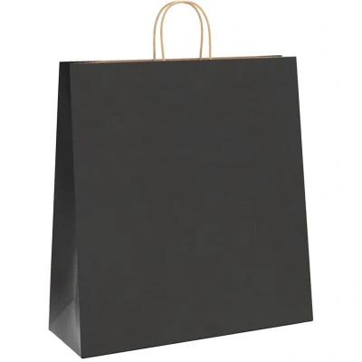 Image of vidaXL Paper Bags 250 pcs with Handles Black 45x17x48 cm