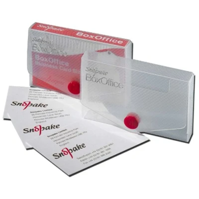 Image of Snopake 15 mm Business Card BoxOffice Clear [Pack of 5] Polypropylene Storage Box [13729]