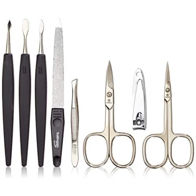 Image of Pfeilring Action Manicure Case 8 Pieces with Nail Clippers Basic Filling Dark Brown