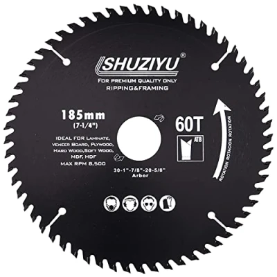 Image of LSHUZIYU. 185mm 60T, Centre hole 30mm with 25.4 22.23 20 15.88mm Washer. Wood Working Circular Saw Blade. Mitre Blade, Table Blade