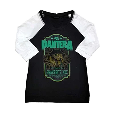 Image of Rock Off Pantera T Shirt Snakebite XXX Label Band Logo Raglan 3/4 Sleeve Womens XXXL Black