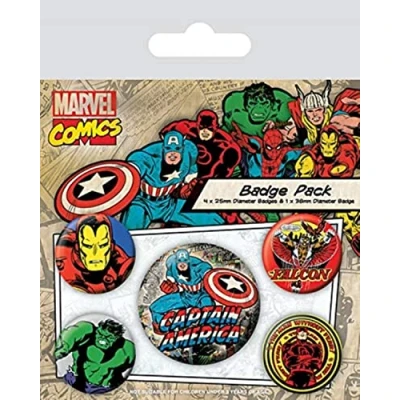 Image of Pyramid International Marvel Retro Captain America Badge, Multi Colour, 4 x 25mm 1 38mm