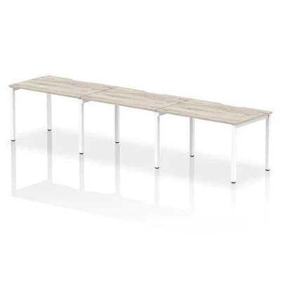 Image of Evolve Plus 1200mm Single Row 3 Person Desk Grey Oak Top White Frame