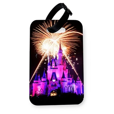 Image of WTF Disney Castle Fireworks Printed Art Faux Leather Passport Cover/Luggage Tag (Luggage Tag)