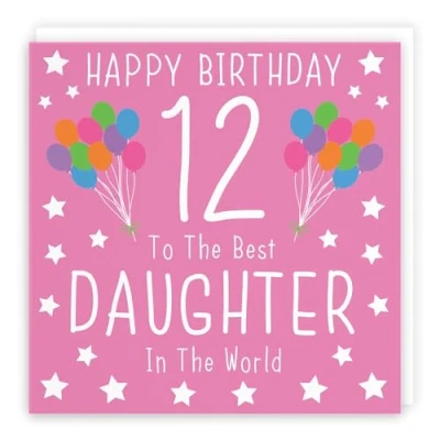 Image of Hunts England Large Daughter 12th Birthday Card Happy 12 To The Best In World Iconic Collection 210 x mm Age