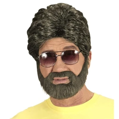 Image of Widmann 04655 Wig with Beard, Brown, One Size