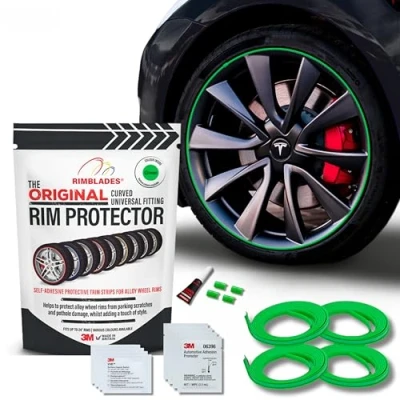 Image of Rimblades Original (Green) Alloy Wheel Protectors (Set of 4) Fits 12 24 Inch Rim Protection