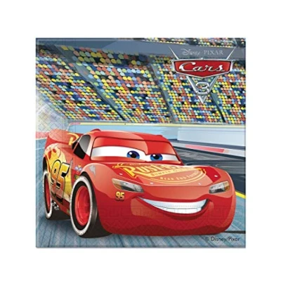 Image of Folat 10115466 Cars 3 Napkins for Theme Party, Multi Color, 33 x cm