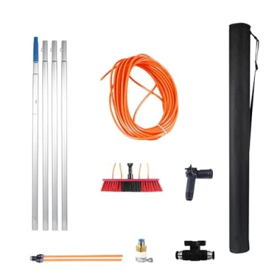 Image of XRB2050 Extendable Window Cleaning Pole, 3 12m Solar Panel Cleaner, 35cm Brush Head Multi Purpose Tool for Windows Panels Conservatory Roofs and Walls 4m