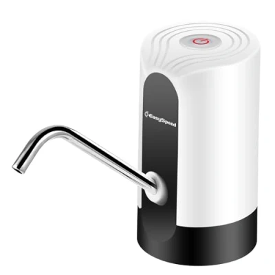 Image of EASYSPEED Water Dispenser, Electric Portable Tap Pump with 2 Adapters for 5 Gallon Bottles Jugs and Carafes, USB Charging Automatic Drinking Dispenser Kitchen Office Camping,White