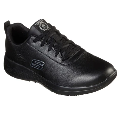 Image of Skechers Marsing Gmina Slip Resistant Black Occupational Shoes for Women Size 8