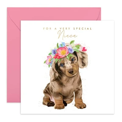 Image of Central 23 Sweet Birthday Card for Her &#039;For A Very Special Niece&#039; Cute Niece Dog Fun Cards Women Comes with Stickers