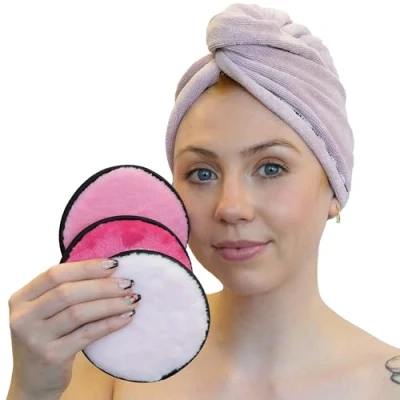 Image of TRIXES Reusable Microfibre Make up Remover Pads 3 Pack Pink Environmentally Friendly Beauty Accessory Machine Washable Makeup Removal Facecloths