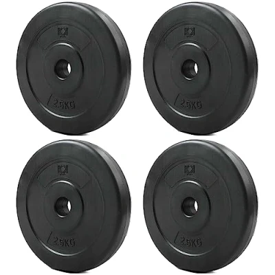 Image of KK Vinyl Weight Plate Set. 1 Inch Disc Pair. 2 X 2.5kg, 5kg or 10kg Barbell Plates. Dumbbell Plates for Home Gym Training Weightlifting. (4 2.5kg)
