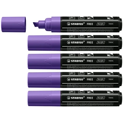 Image of Acrylic Marker STABILO FREE T800C 2 3 mm Bullet Tip Box of 5 Violet