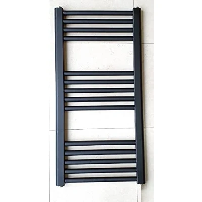 Image of Greened House Milano BLACK Straight Heated Towel Rail W400mm x H800mm Flat Central Heating Radiator (400 800 straight)