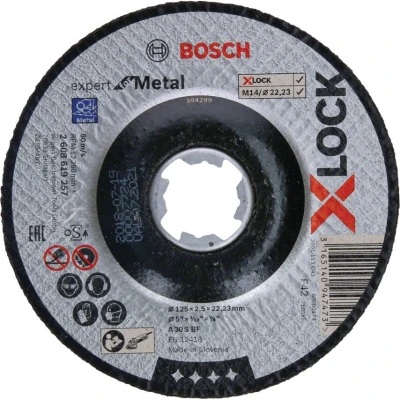 Image of Bosch Professional Cutting Disc with Depressed Centre Expert (for Metal, X LOCK, Diameter 125 mm, Bore Diameter: 22.23 Thickness: 2.5 mm),2608619257