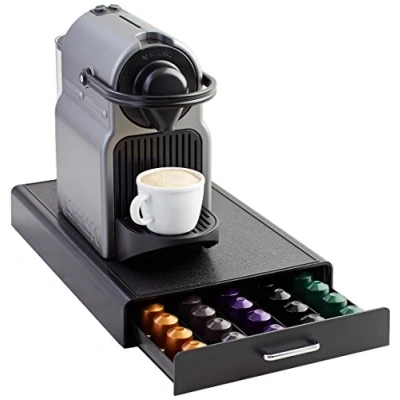 Image of Amazon Basics Nespresso OriginalLine Coffee Pod Storage with 1 Drawer Holder, 50 Capsule Capacity, Black, ‎DHCD002