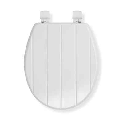 Image of Croydex WL600422H Sit Tight Windermere Toilet Seat, Wood, White, 46.5 x 36.5 6 cm