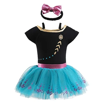 Image of Lito Angels Baby Girls Princess Fancy Dress Up Costume Infant Bodysuit Romper with Bow Headband Age 6 9 Months, Black 342