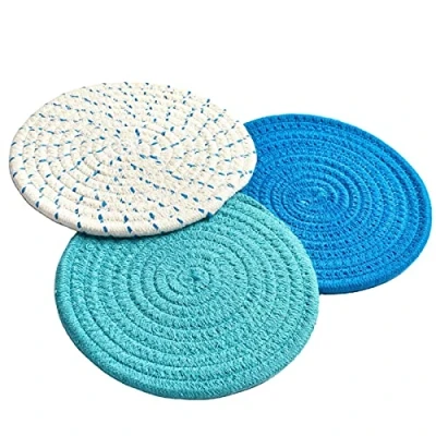 Image of Walgreen® Kitchen Pot Holders Set Trivets 100% Pure Cotton Thread Weave Hot (Set of 3) Stylish Coasters, Pads, Mats, Spoon Rest for Cooking and Baking