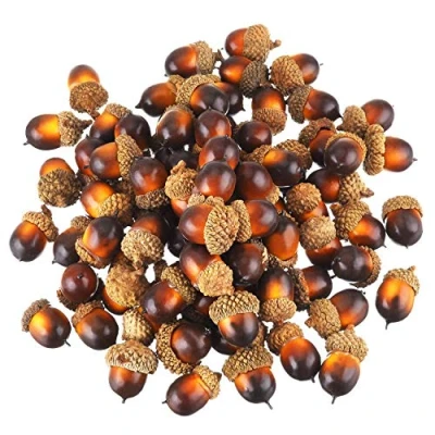 Image of 50Pcs Acorns Real Natural Dried Acorn with Cap Ornaments Craft for Party Christmas Decorations