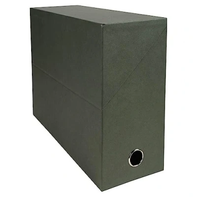 Image of Exacompta Ref 83143E Economic Transfer Boxes 250 x 330 120mm in Size, Metal Reinforced Spine, Suitable for A4 Documents, Hinged Lid Dark Green